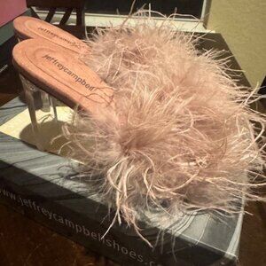 Jeffrey Campbell Pink Feathered Mules